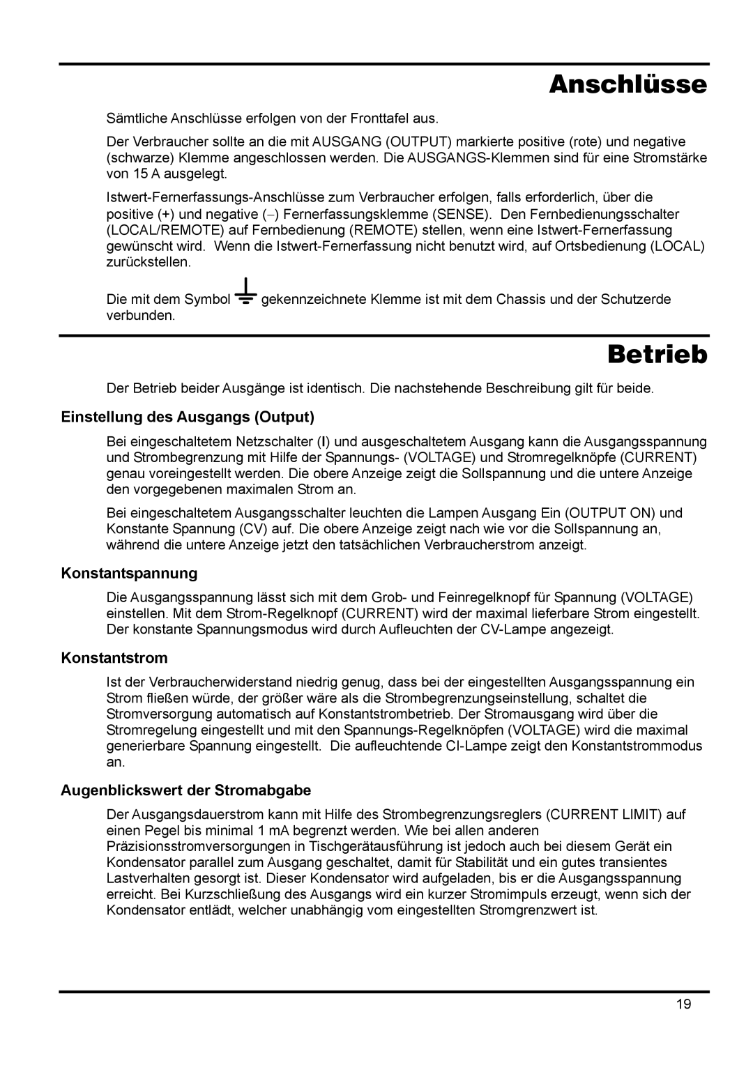 Xantrex Technology XPF 35-10 manual Anschlüsse, Betrieb 