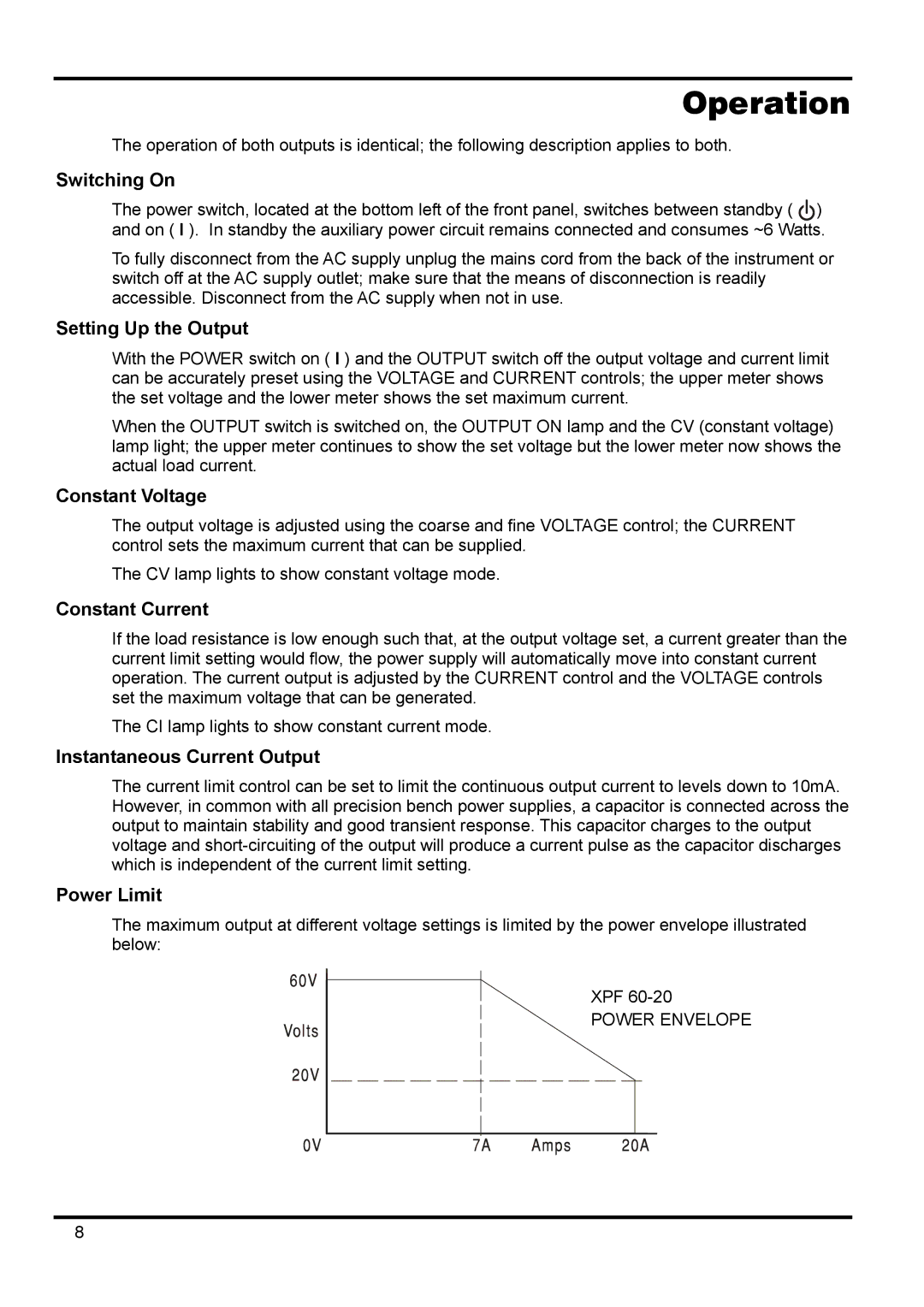 Xantrex Technology XPF 60-20 manual Operation 