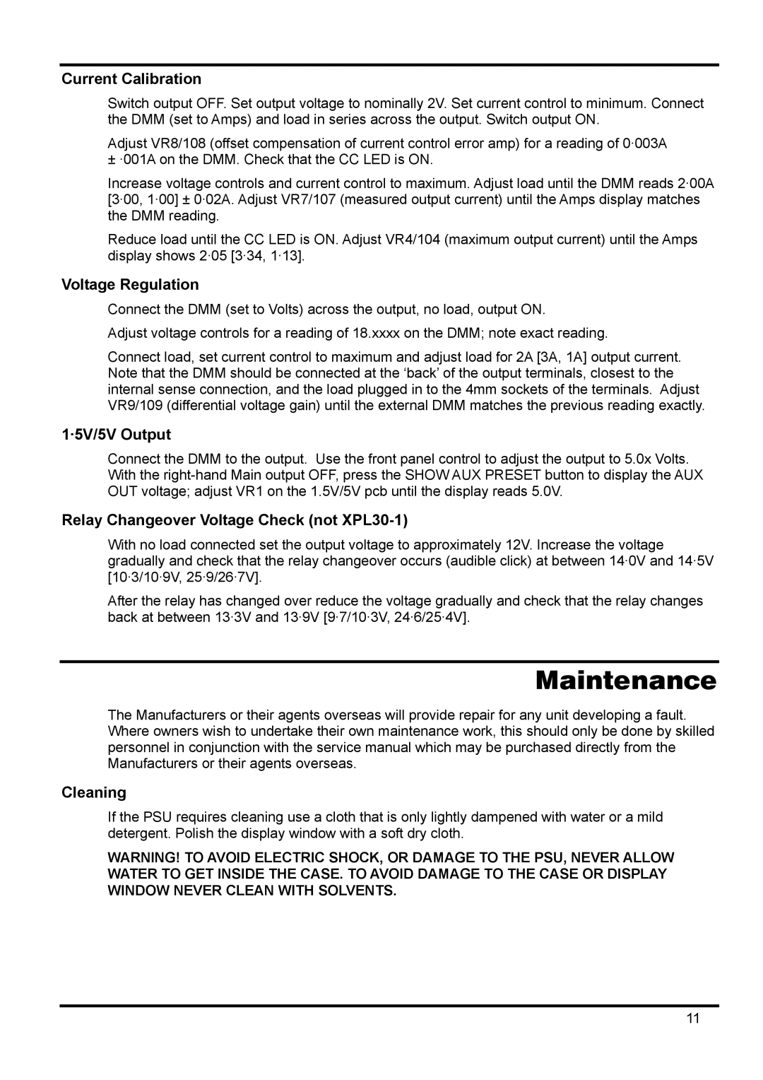 Xantrex Technology XPL 30-2D, XPL 18-3, XPL 56-1, XPL 30-2T, XPL 30-1 manual Maintenance 