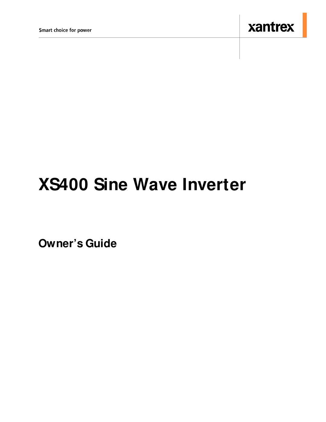 Xantrex Technology manual XS400 Sine Wave Inverter 