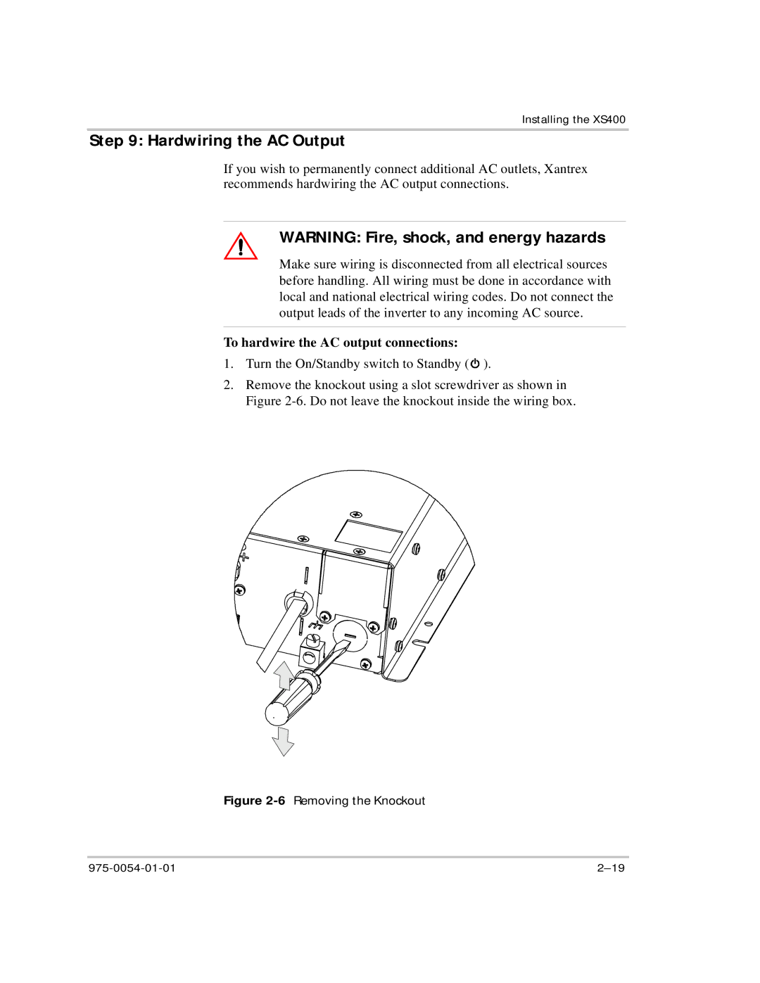 Xantrex Technology XS400 manual Hardwiring the AC Output, To hardwire the AC output connections 