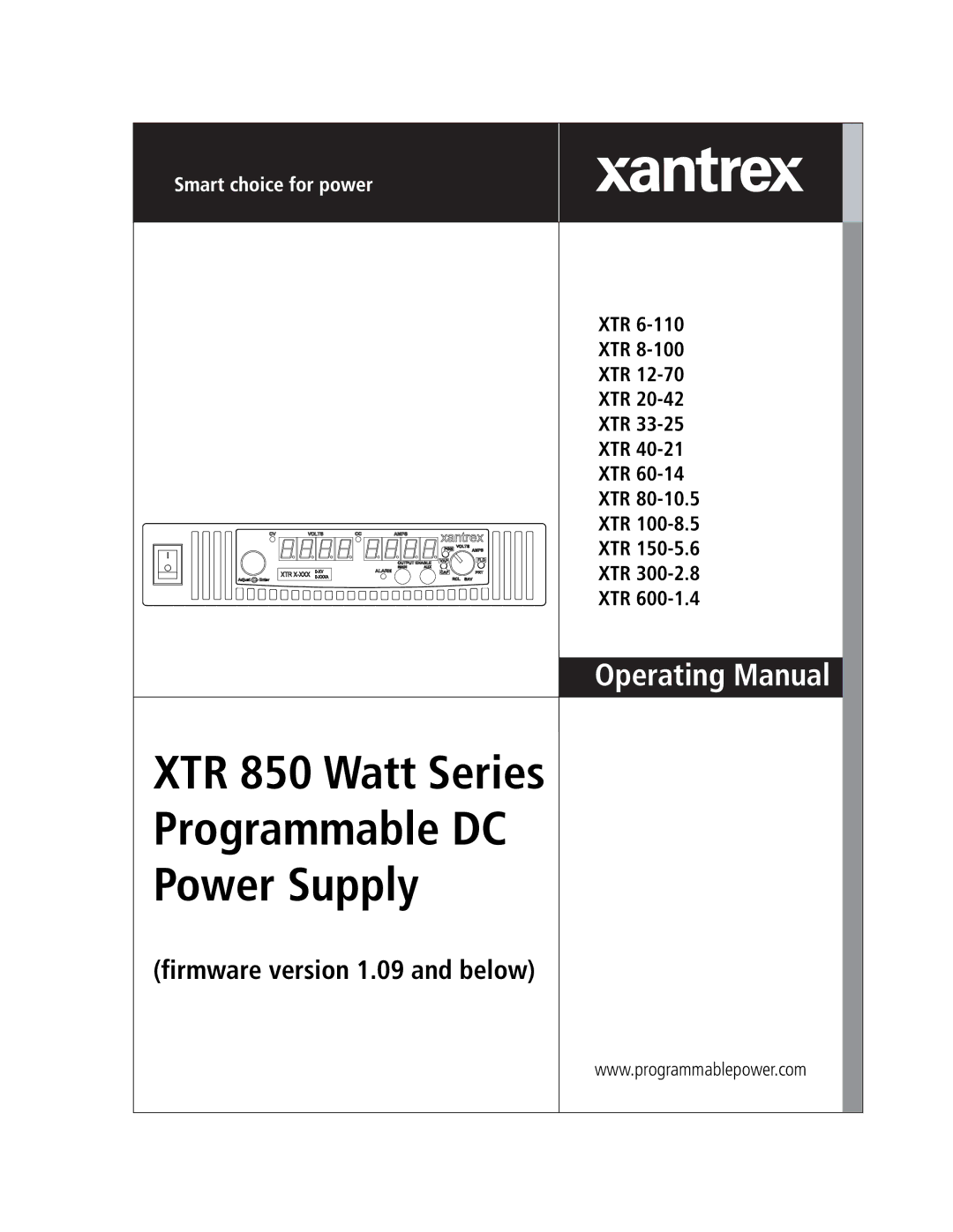 Xantrex Technology XTR 850 WATT SERIES manual XTR 850 Watt Series 