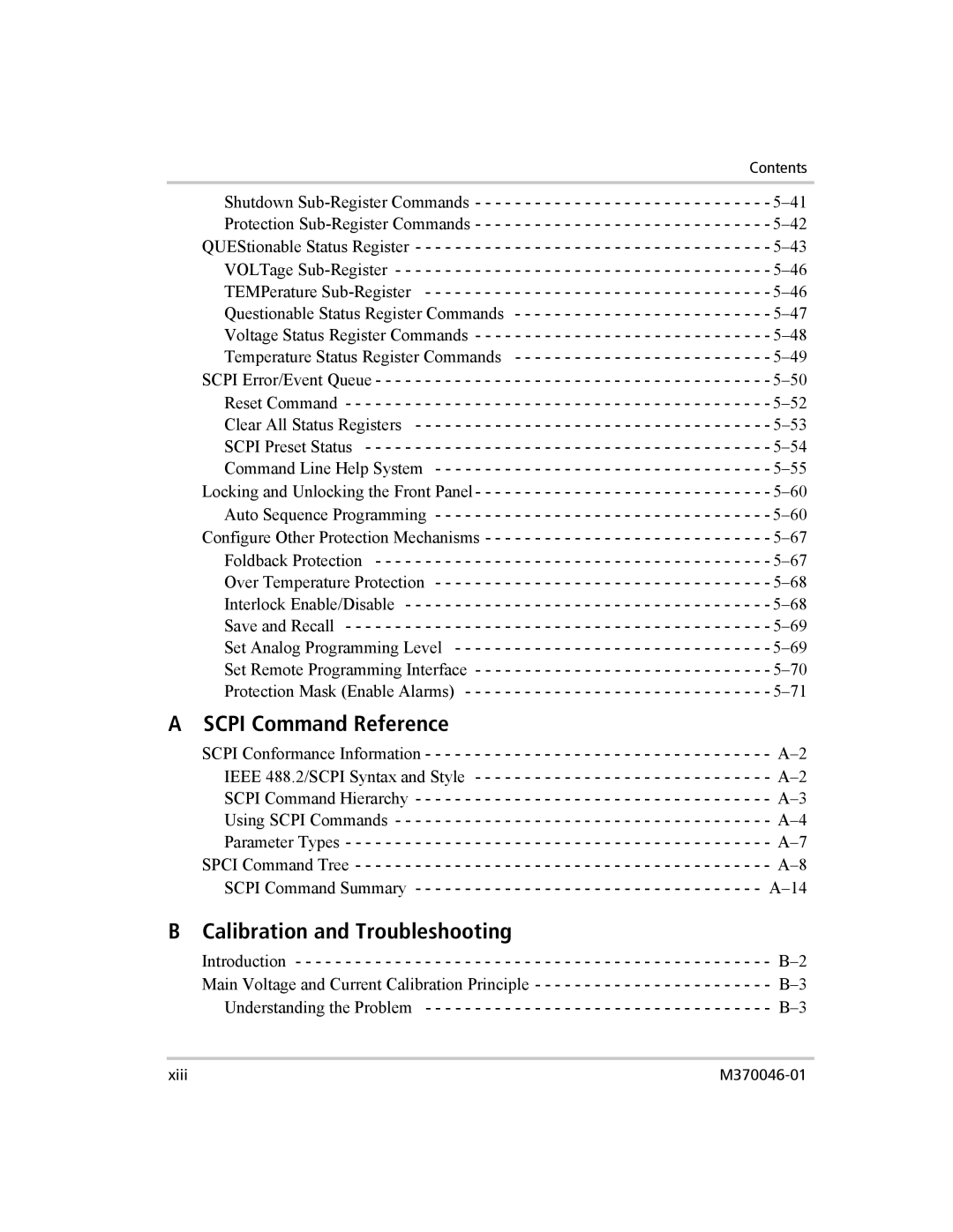 Xantrex Technology XTR 850 WATT SERIES manual Scpi Command Reference, Calibration and Troubleshooting 