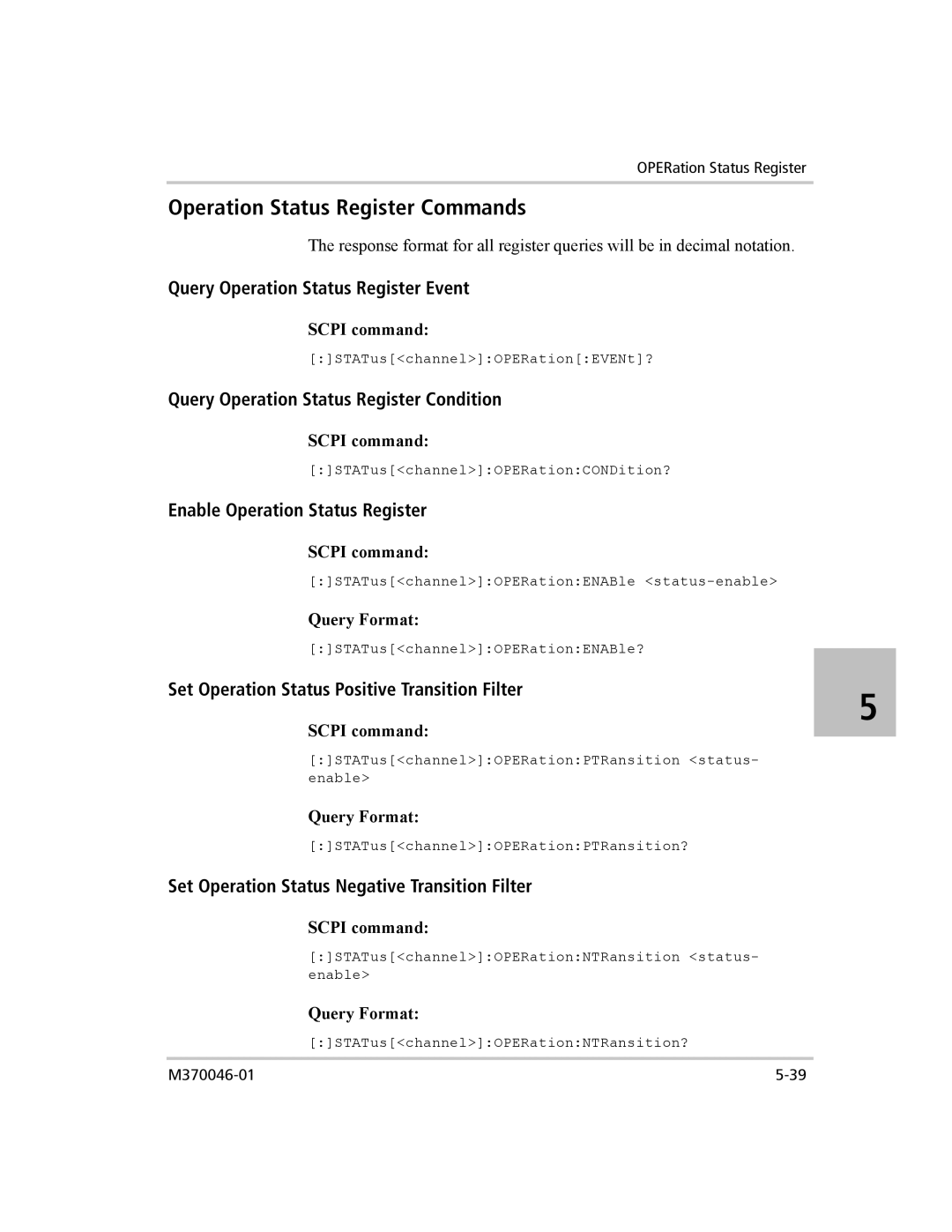 Xantrex Technology XTR 850 WATT SERIES manual Operation Status Register Commands 