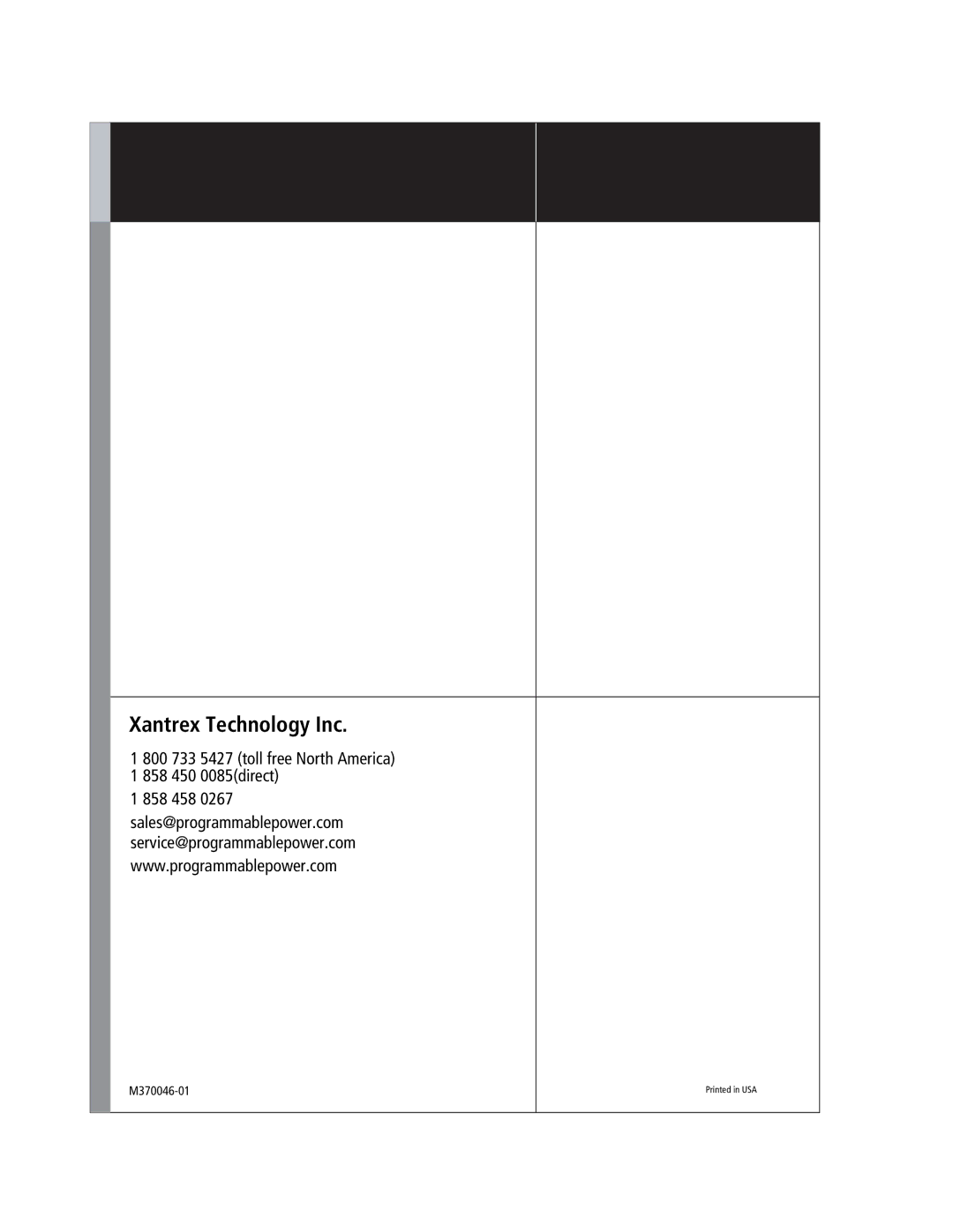 Xantrex Technology XTR 850 WATT SERIES Xantrex Technology Inc, 800 733 5427 toll free North America 858 450 0085direct 