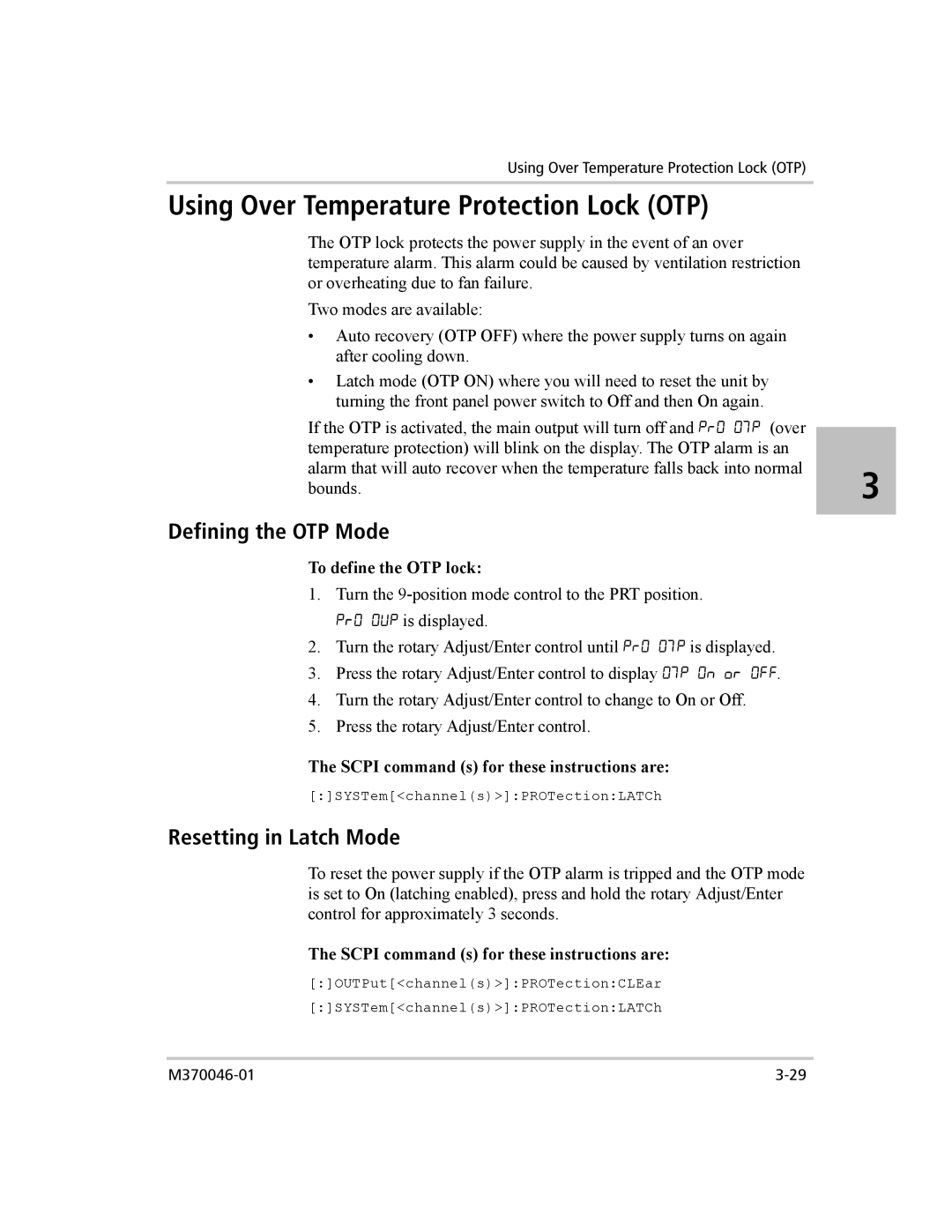 Xantrex Technology XTR 850 WATT SERIES manual Using Over Temperature Protection Lock OTP, Defining the OTP Mode 