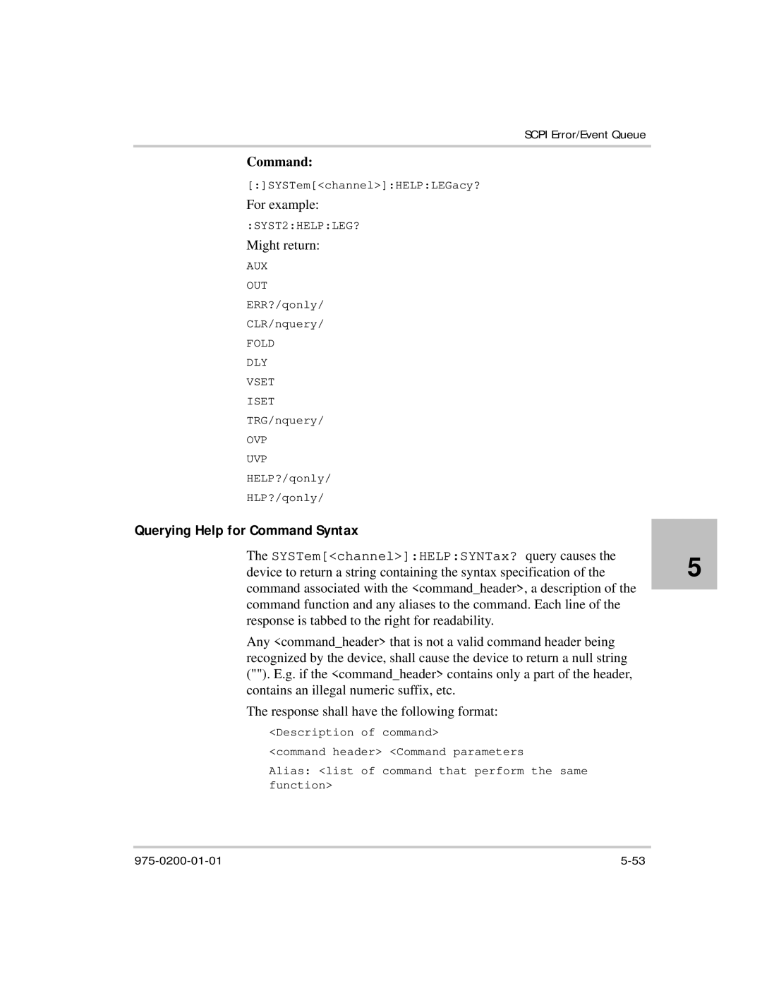 Xantrex Technology XTR 850 Watt manual Querying Help for Command Syntax 