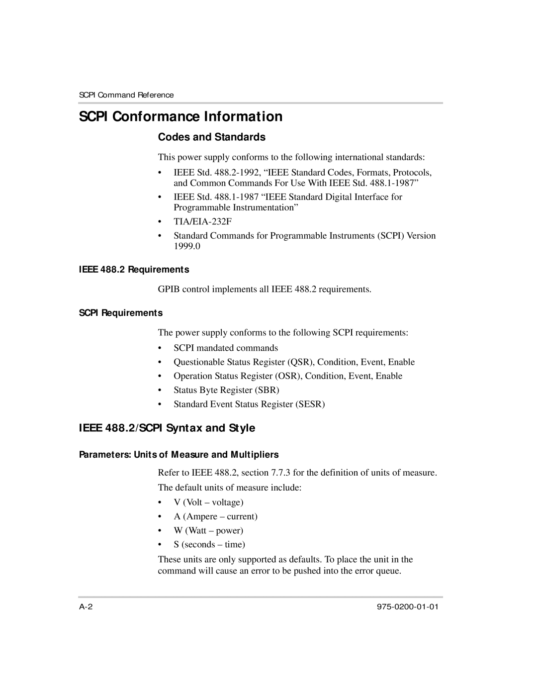 Xantrex Technology XTR 850 Watt manual Scpi Conformance Information, Ieee 488.2/SCPI Syntax and Style 