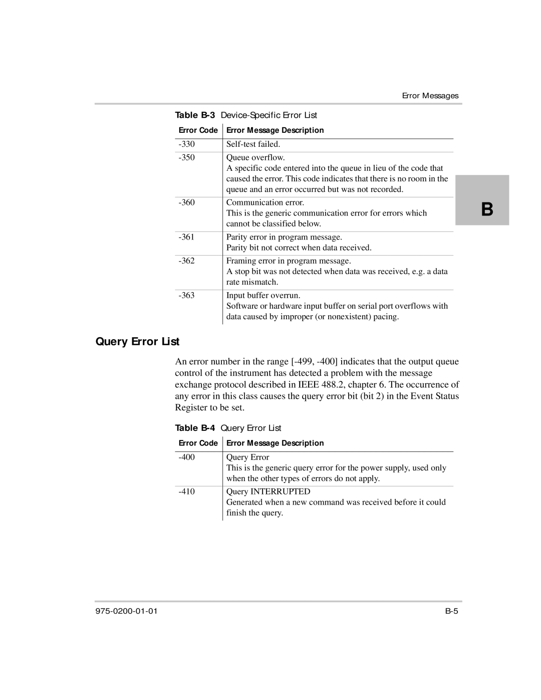 Xantrex Technology XTR 850 Watt manual Query Error List 