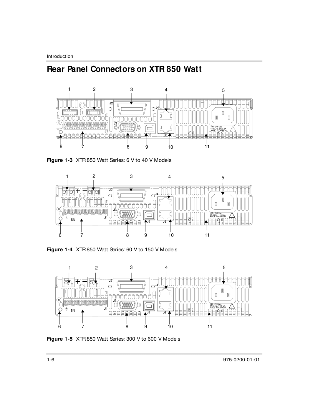 Xantrex Technology manual Rear Panel Connectors on XTR 850 Watt, 3XTR 850 Watt Series 6 V to 40 V Models 