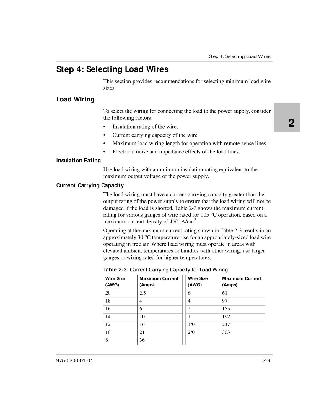 Xantrex Technology XTR 850 Watt manual Selecting Load Wires, Load Wiring, Insulation Rating, Current Carrying Capacity 