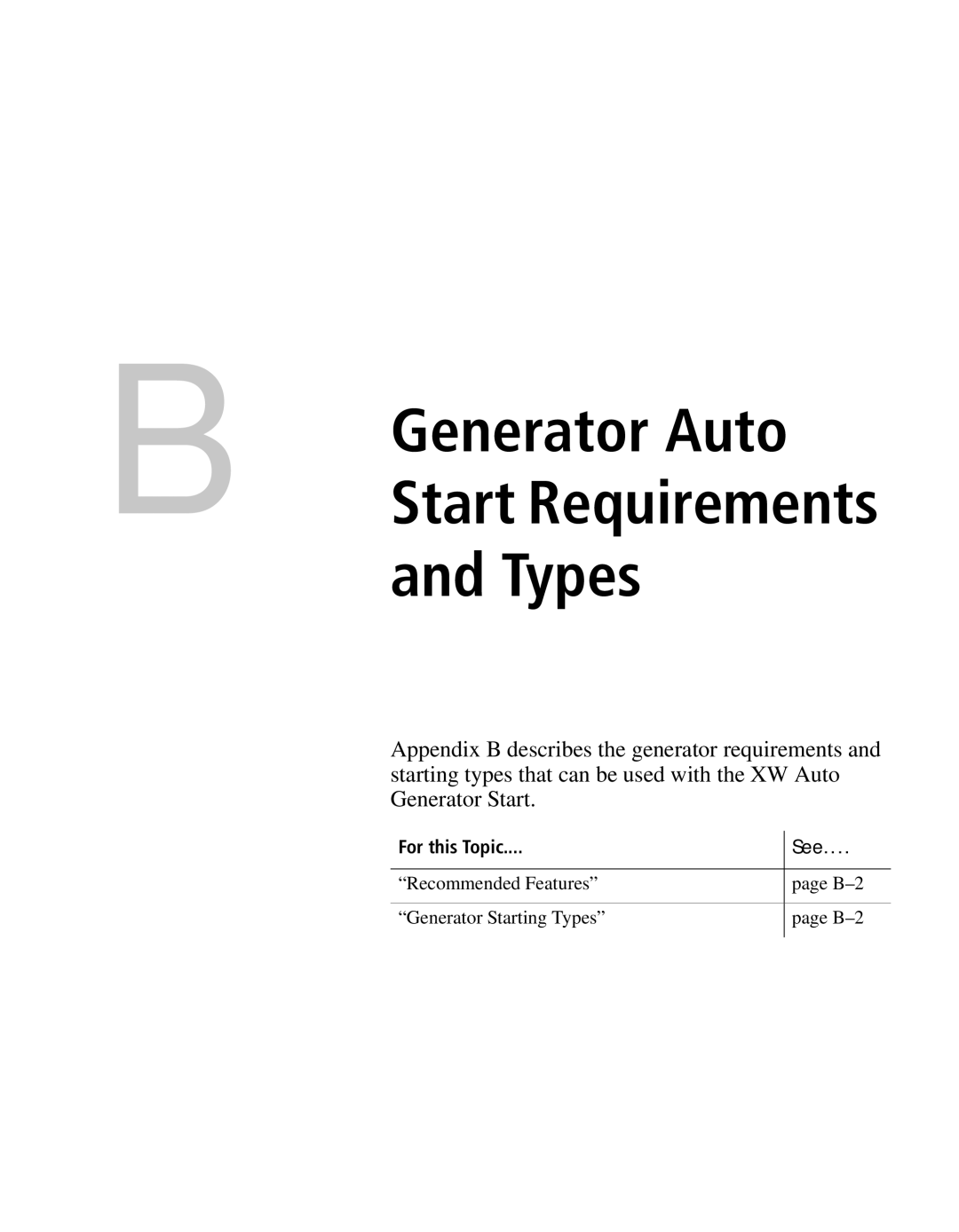 Xantrex Technology XW manual Generator Auto 