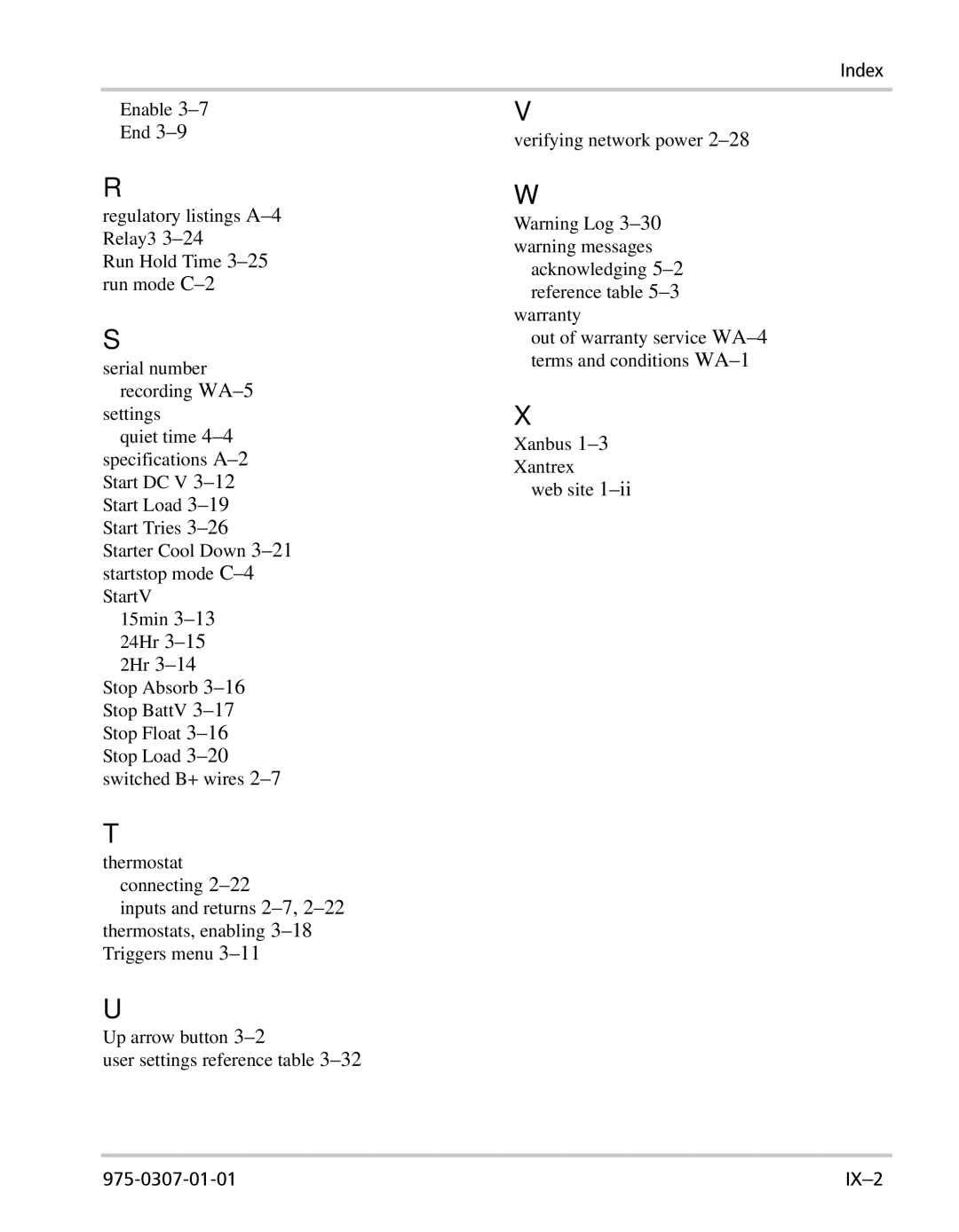 Xantrex Technology XW manual 975-0307-01-01 IX-2 