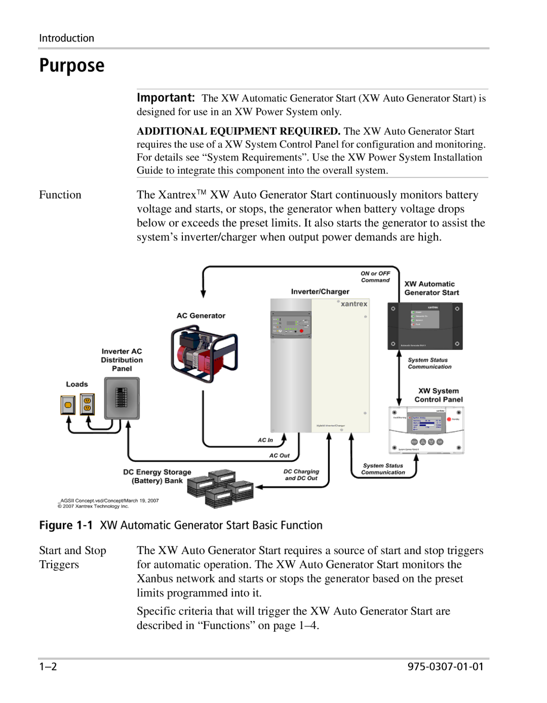 Xantrex Technology manual 1XW Automatic Generator Start Basic Function 