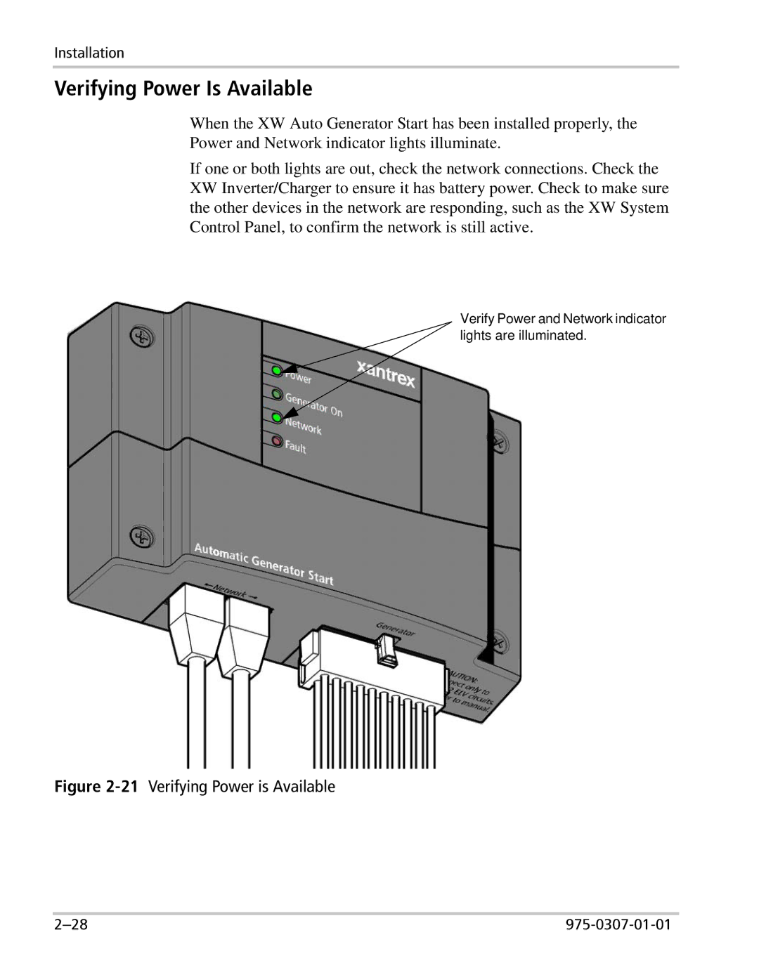 Xantrex Technology XW manual Verifying Power Is Available, 21Verifying Power is Available 