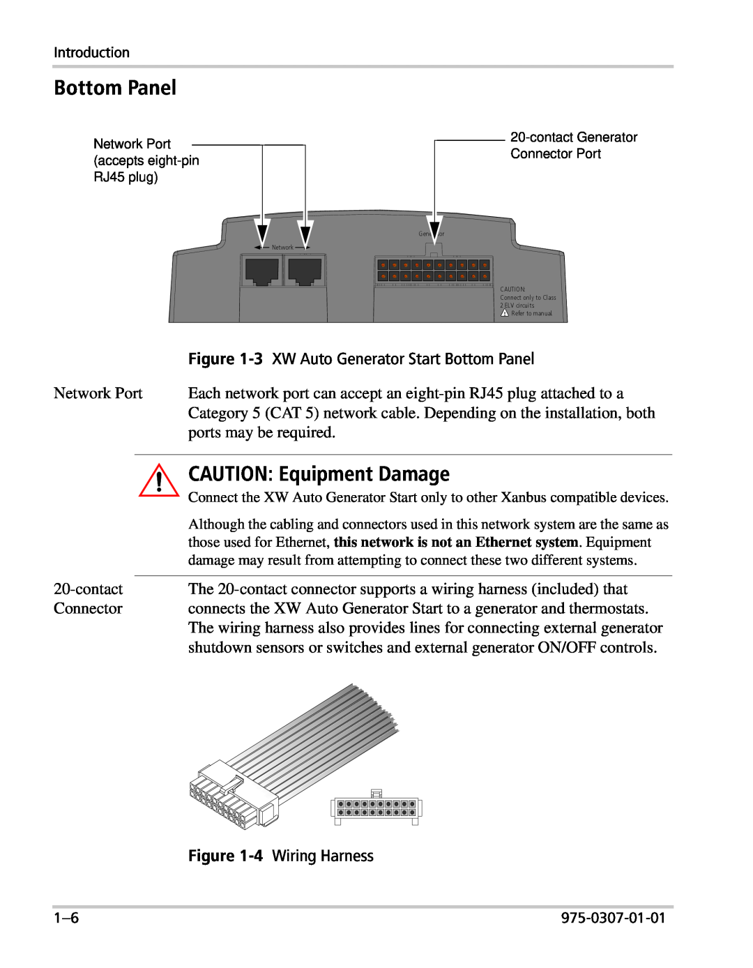 Xantrex Technology XW manual Bottom Panel, CAUTION Equipment Damage 
