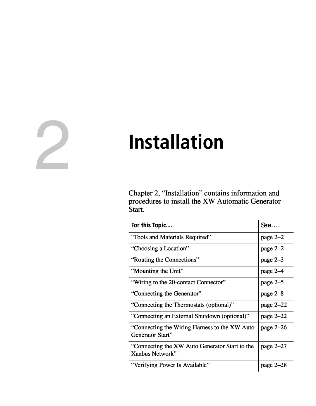 Xantrex Technology XW manual Installation 