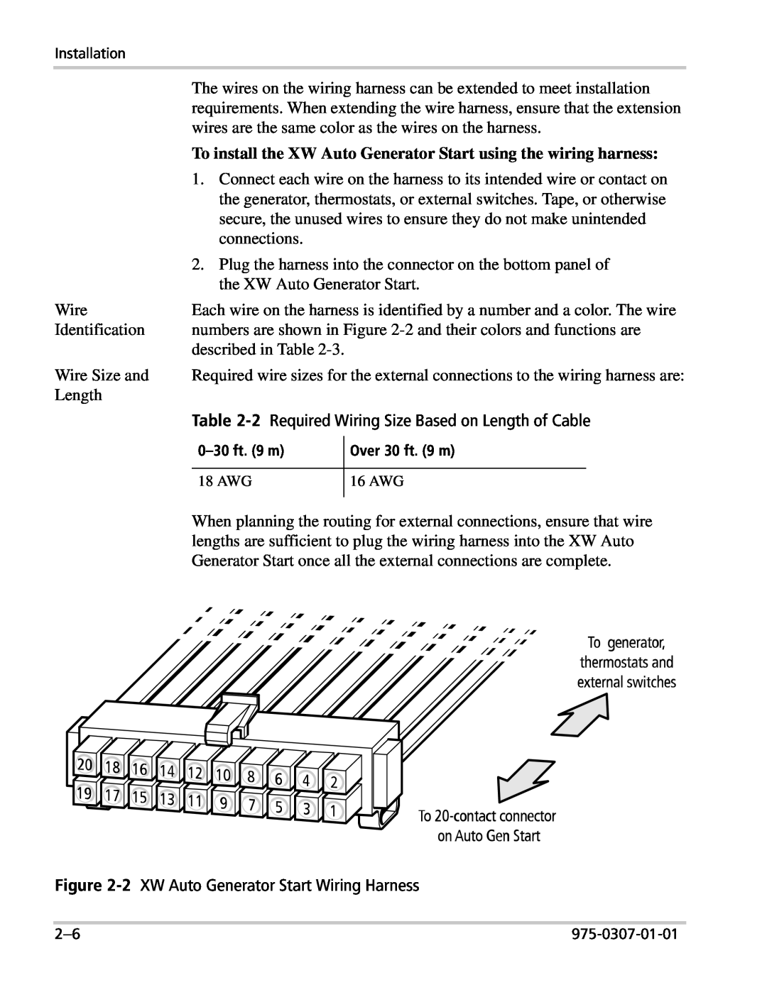 Xantrex Technology manual To install the XW Auto Generator Start using the wiring harness 