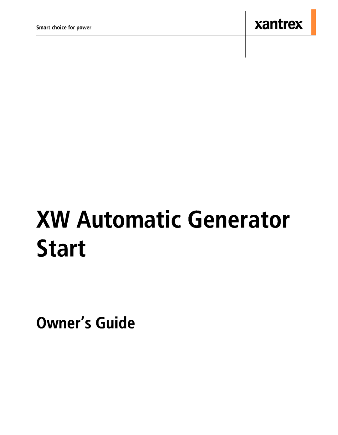 Xantrex Technology manual Owner’s Guide, XW Automatic Generator Start 