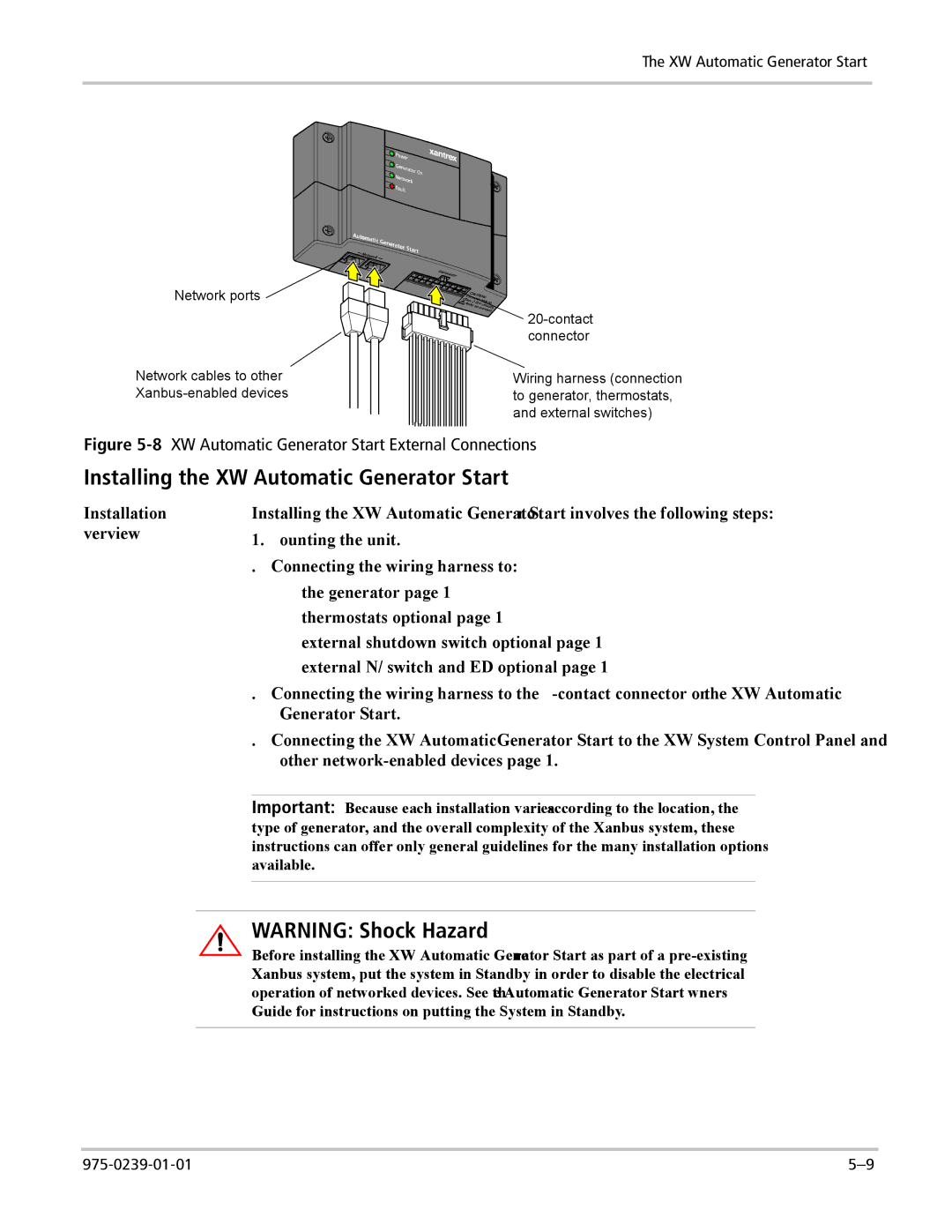 Xantrex Technology XW4024-120/240-60, XW4548-120/240-60, XW6048-120/240-60 Installing the XW Automatic Generator Start 