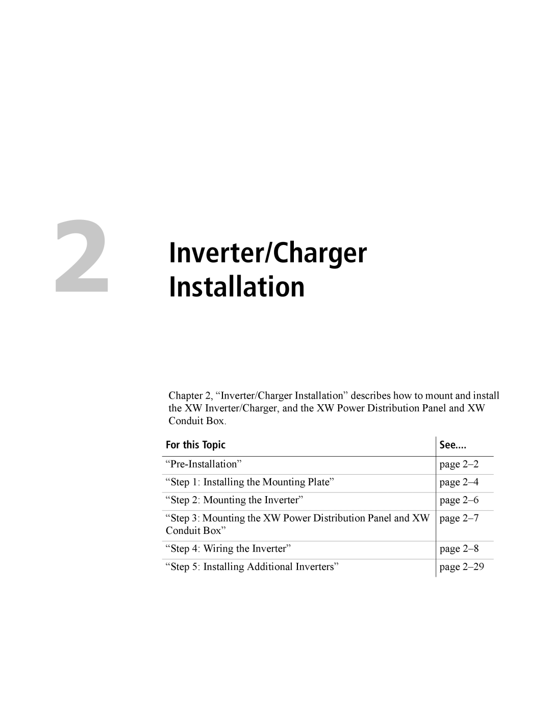 Xantrex Technology XW4024-120/240-60, XW4548-120/240-60, XW6048-120/240-60 manual Inverter/ChargerInstallation 