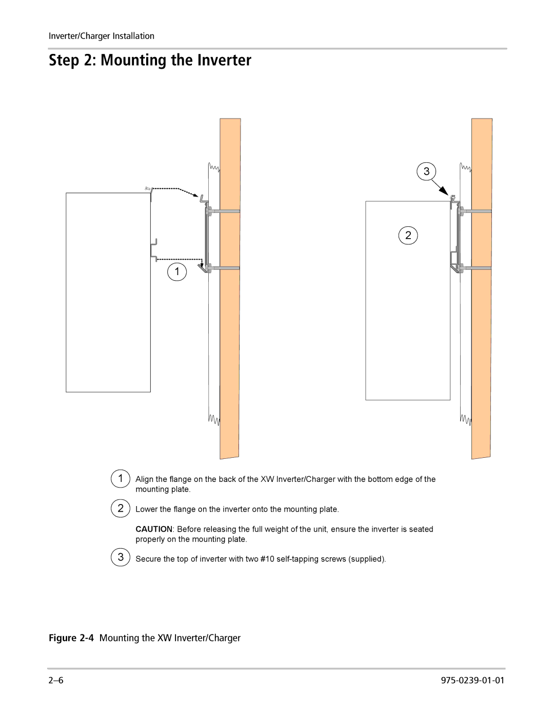 Xantrex Technology XW4024-120/240-60, XW4548-120/240-60, XW6048-120/240-60 manual Mounting the Inverter 