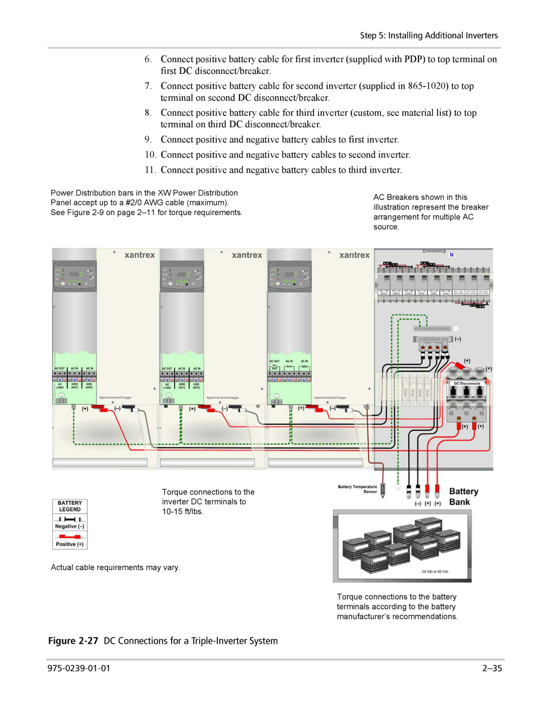 Xantrex Technology XW4024-120/240-60, XW4548-120/240-60, XW6048-120/240-60 27DC Connections for a Triple-Inverter System 