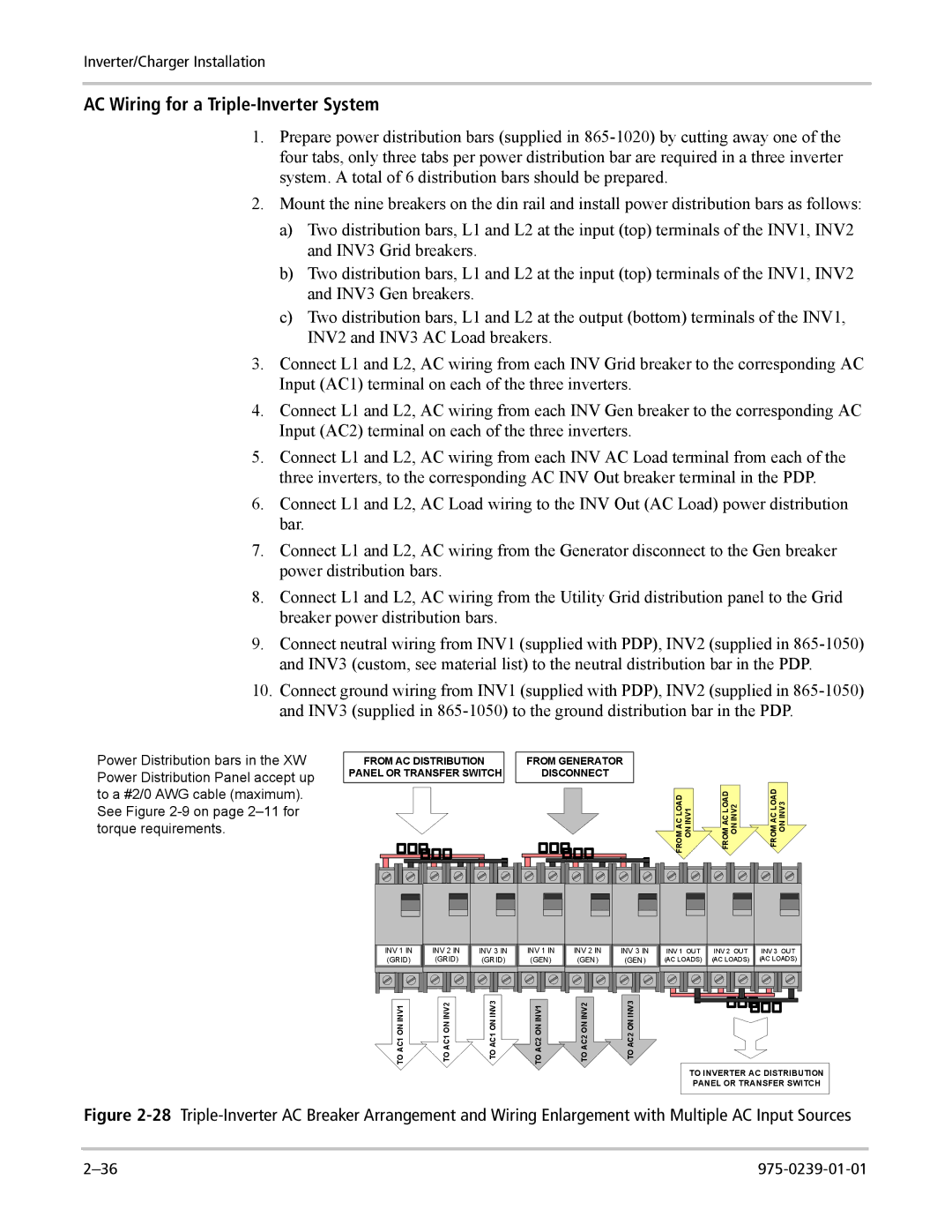 Xantrex Technology XW4024-120/240-60, XW4548-120/240-60, XW6048-120/240-60 manual AC Wiring for a Triple-Inverter System 