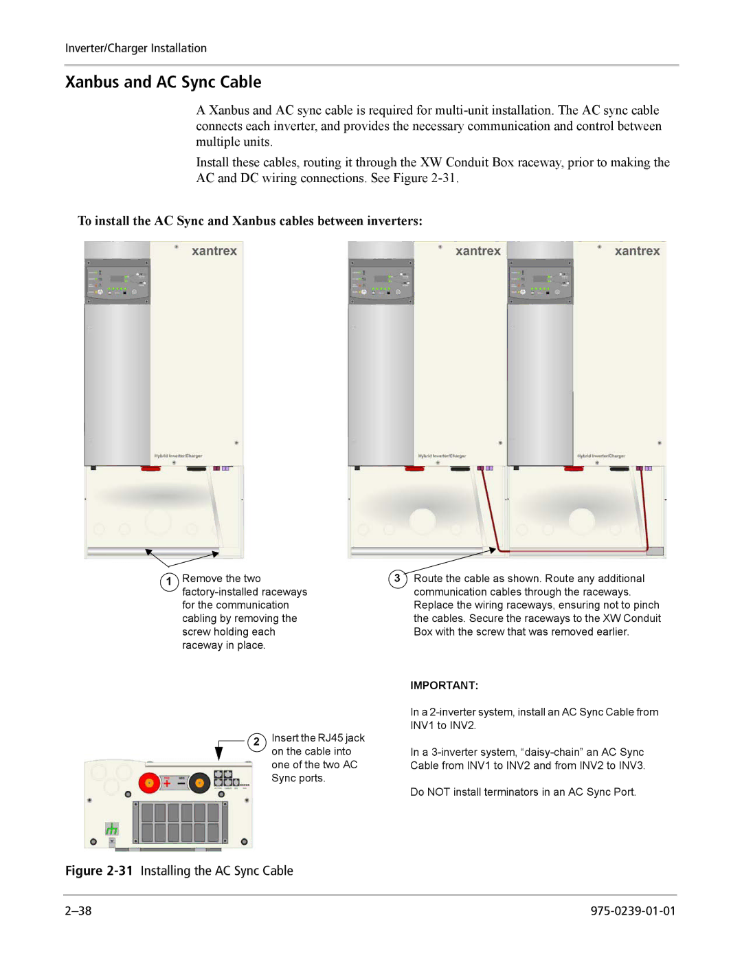 Xantrex Technology XW4024-120/240-60, XW4548-120/240-60, XW6048-120/240-60 manual Xanbus and AC Sync Cable 