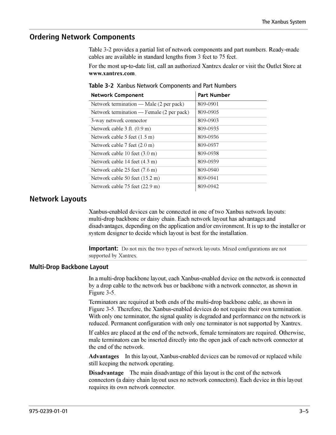 Xantrex Technology XW4024-120/240-60, XW4548-120/240-60, XW6048-120/240-60 Ordering Network Components, Network Layouts 