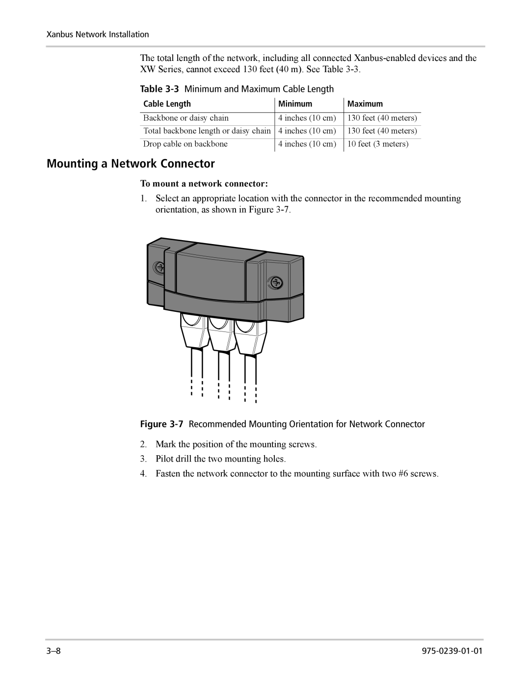 Xantrex Technology XW4024-120/240-60, XW4548-120/240-60, XW6048-120/240-60 manual Mounting a Network Connector 