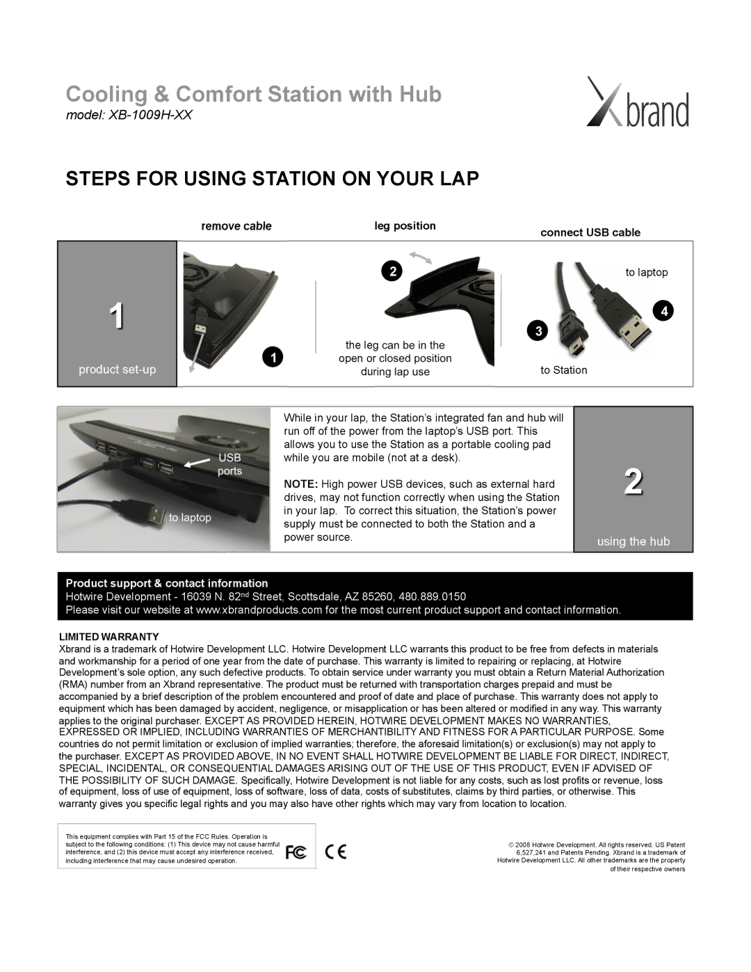 Xbrand XB-1009H-XX warranty Steps for Using Station on Your LAP, USB ports To laptop 