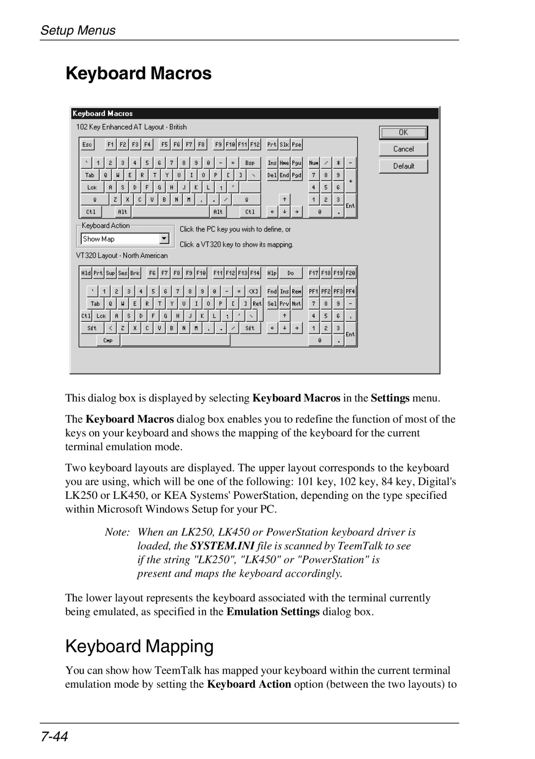 Xerox 05W, 07W & -11W manual Keyboard Macros, KeyboardMapping 