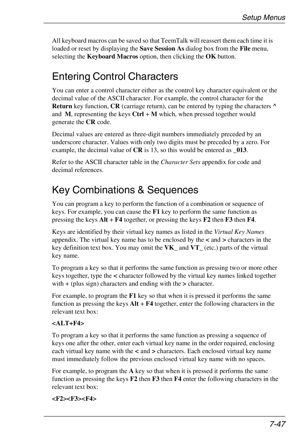 Xerox 07W & -11W, 05W manual EnteringControlCharacters 