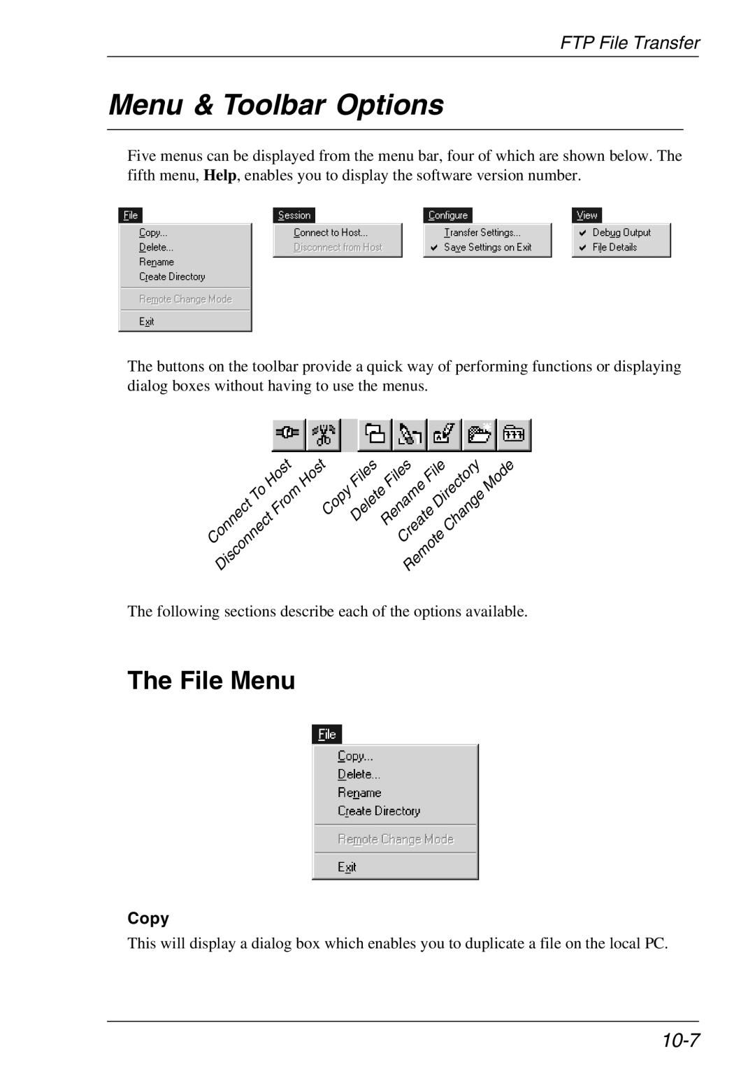 Xerox 07W & -11W, 05W manual Menu & Toolbar Options, 10-7 