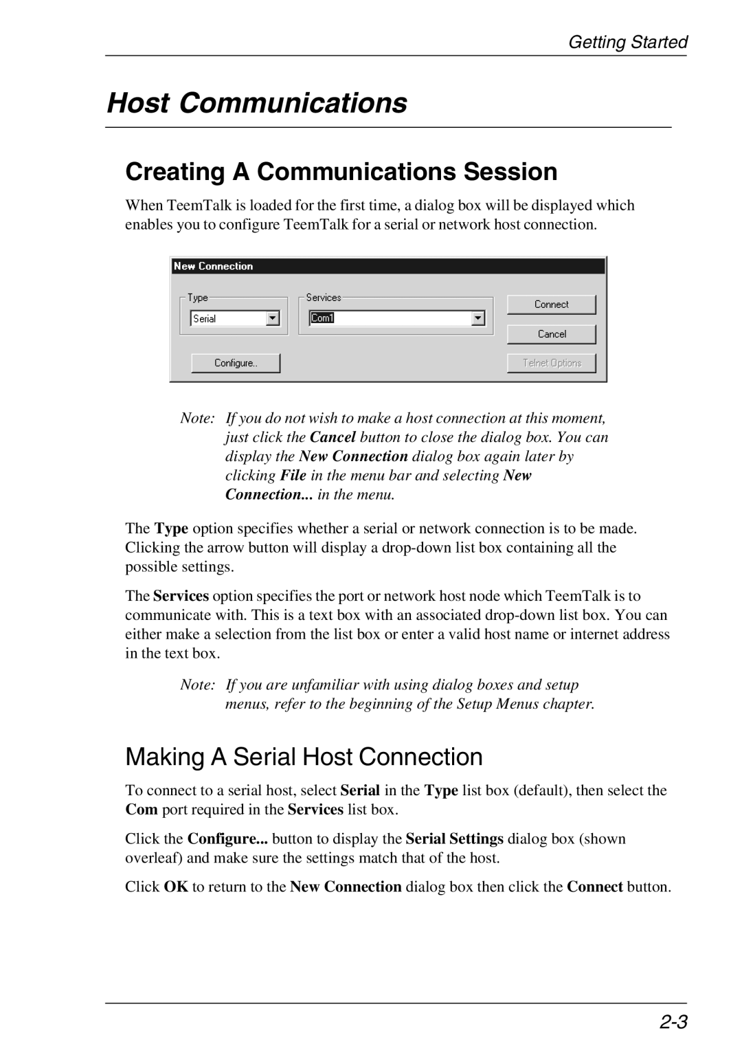 Xerox 07W & -11W, 05W manual Host Communications, Creating a Communications Session, MakingASerialHostConnection 