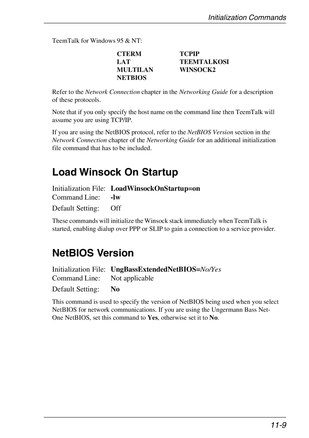 Xerox 07W & -11W, 05W manual Load Winsock On Startup, NetBIOS Version, 11-9 