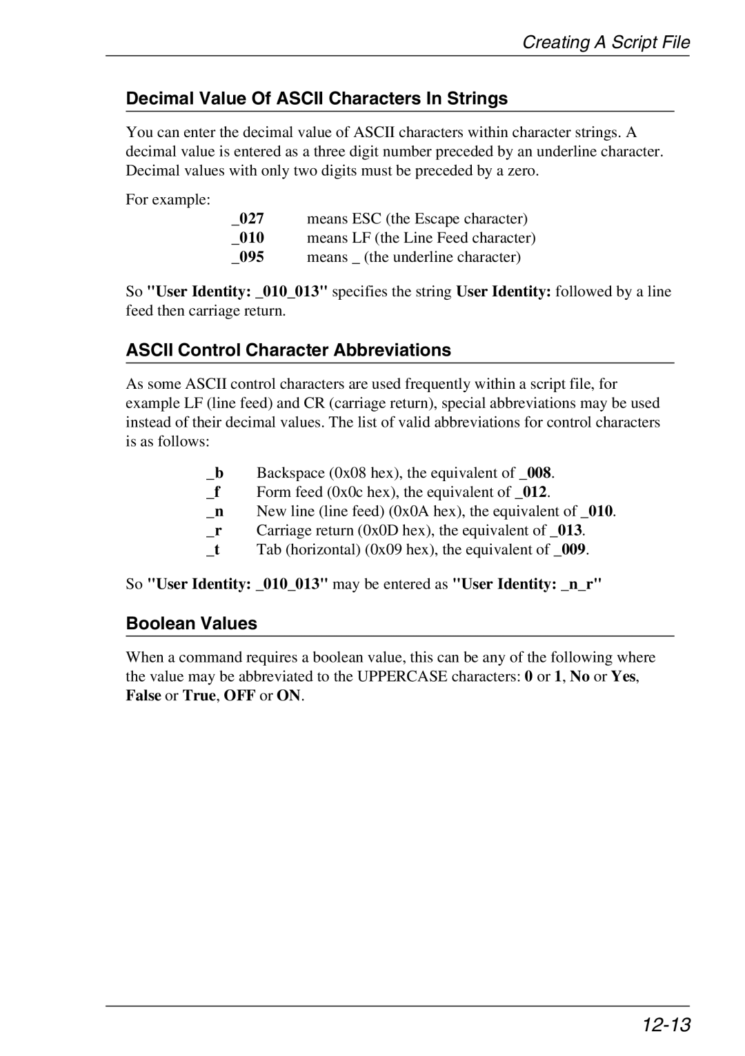 Xerox 07W & -11W, 05W manual 12-13, Decimal Value Of Ascii Characters In Strings, Ascii Control Character Abbreviations 