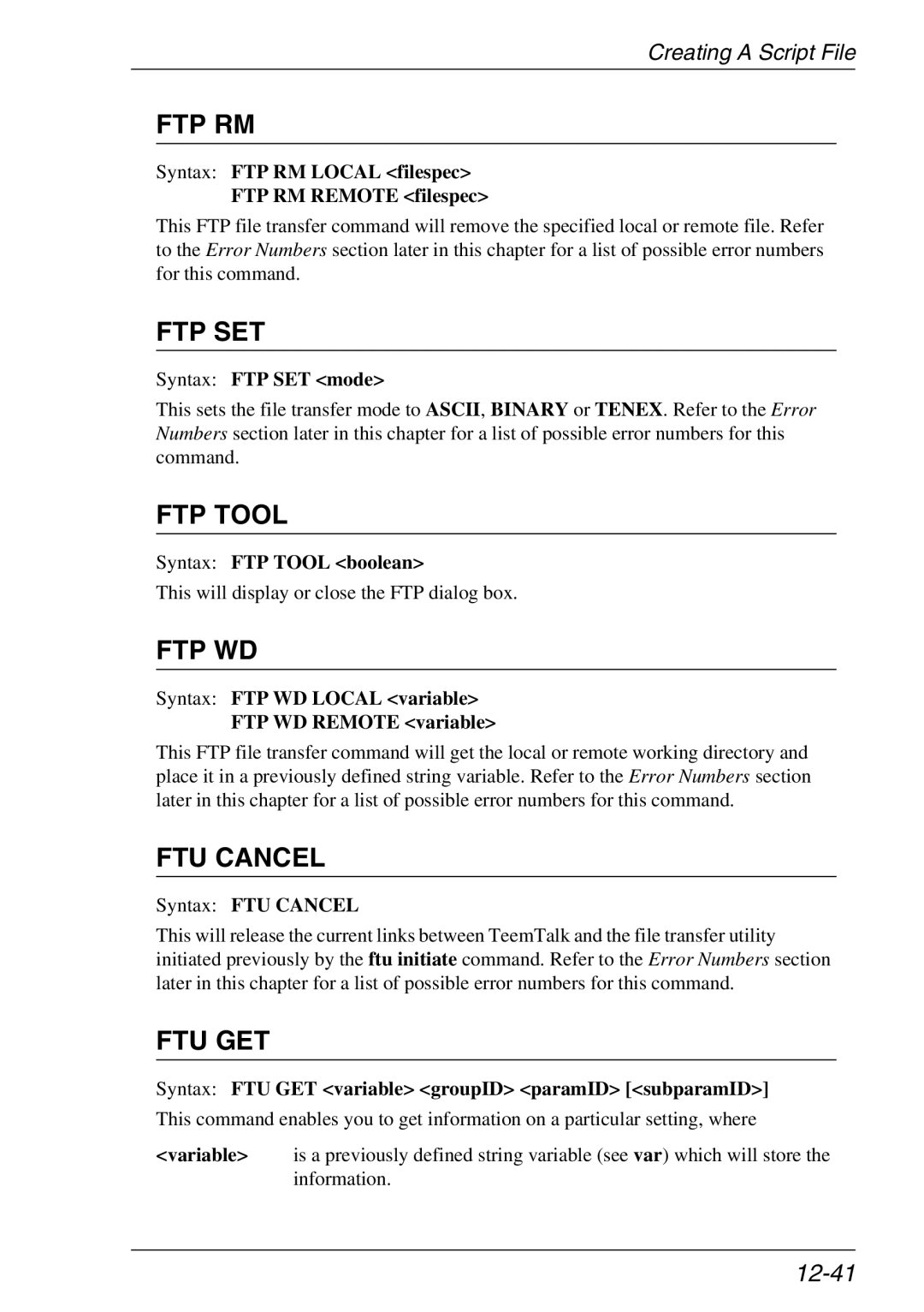 Xerox 07W & -11W, 05W manual Ftp Rm, Ftp Set, FTP Tool, Ftp Wd, FTU Cancel, Ftu Get 