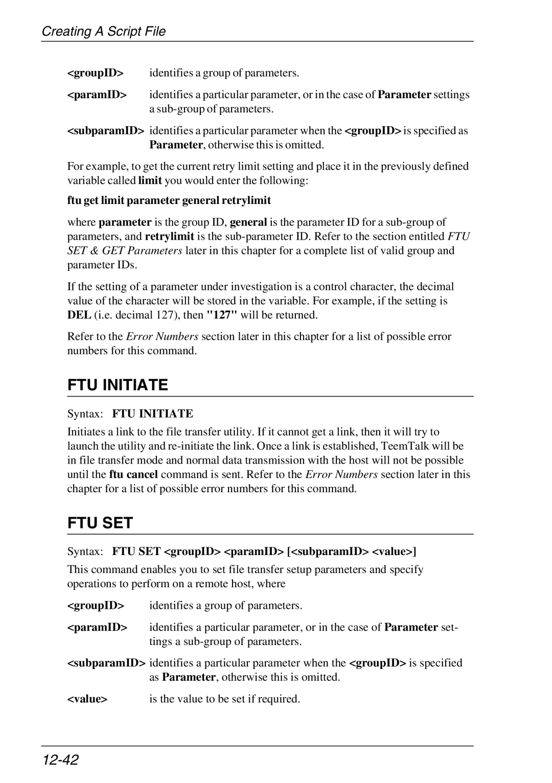 Xerox 05W, 07W & -11W manual FTU Initiate, Ftu Set, 12-42 