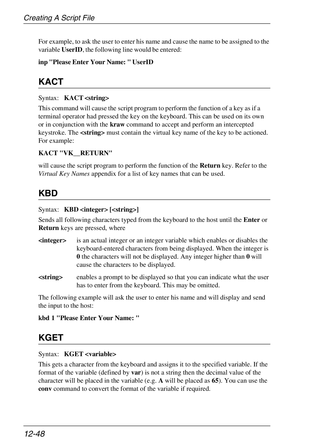 Xerox 05W, 07W & -11W manual Kact, Kbd, Kget, 12-48 