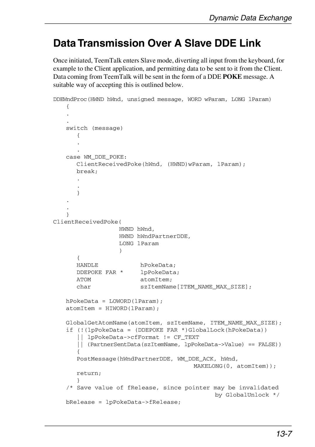 Xerox 07W & -11W, 05W manual Data Transmission Over a Slave DDE Link, 13-7 