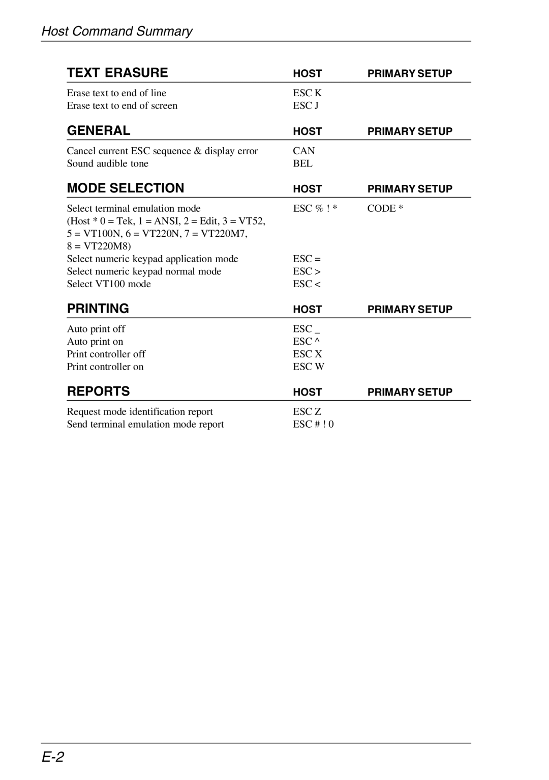 Xerox 05W, 07W & -11W manual Text Erasure, General, Mode Selection, Printing, Reports 