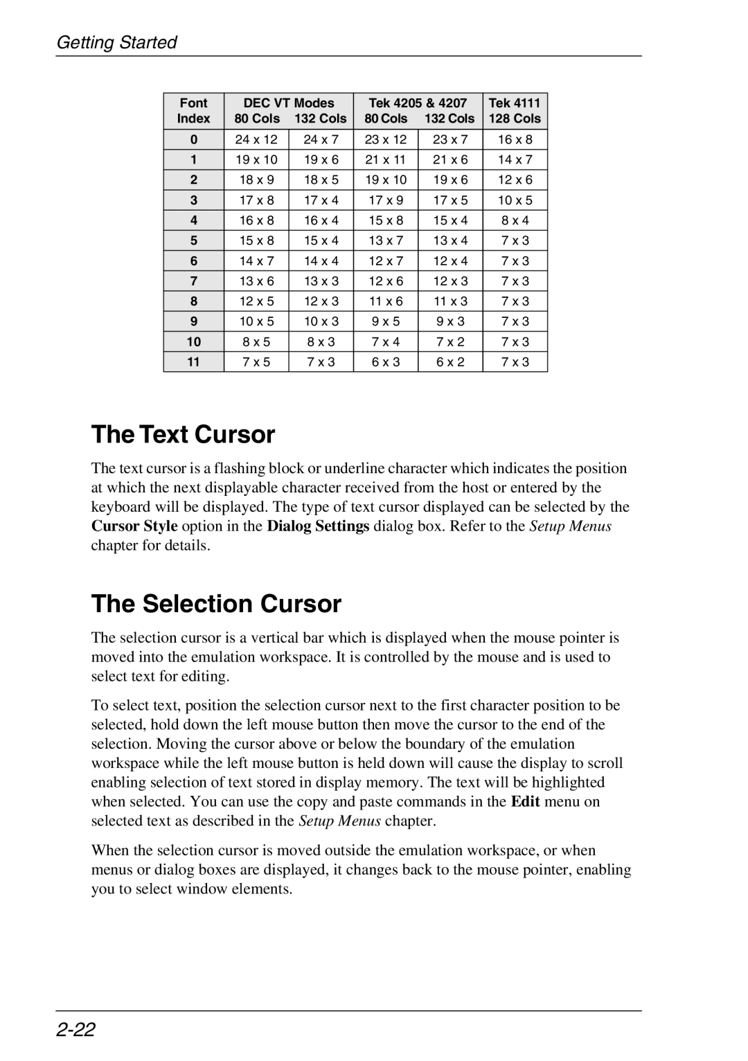 Xerox 05W, 07W & -11W manual Text Cursor, Selection Cursor 