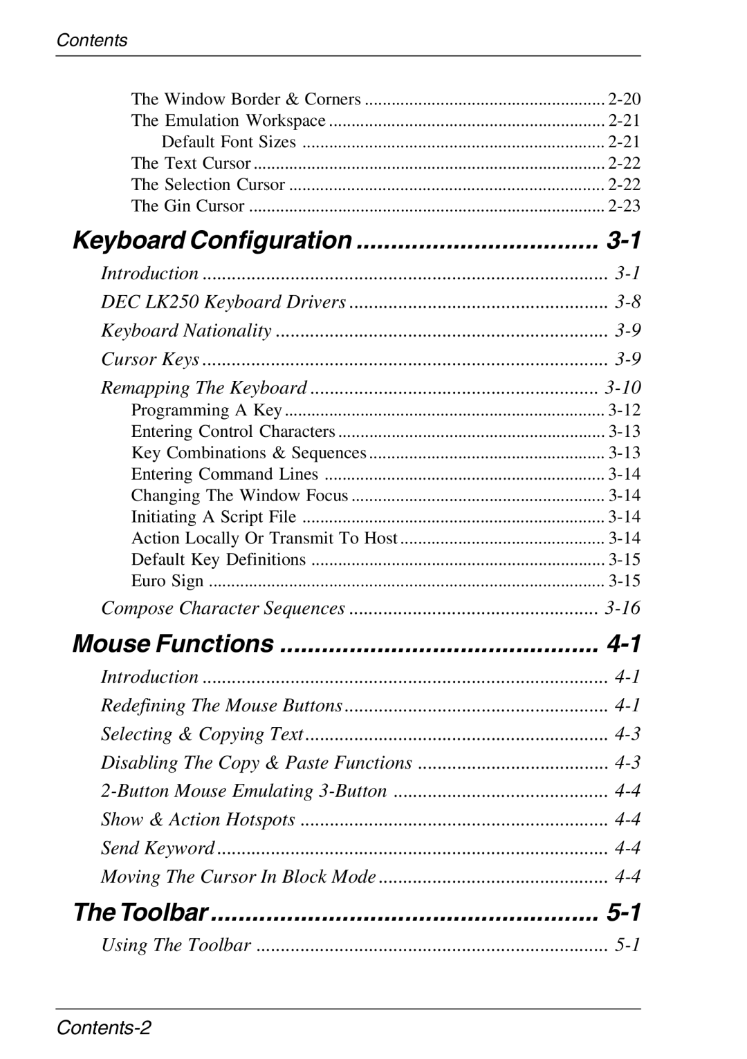 Xerox 05W, 07W & -11W manual Keyboard Configuration, Contents-2 