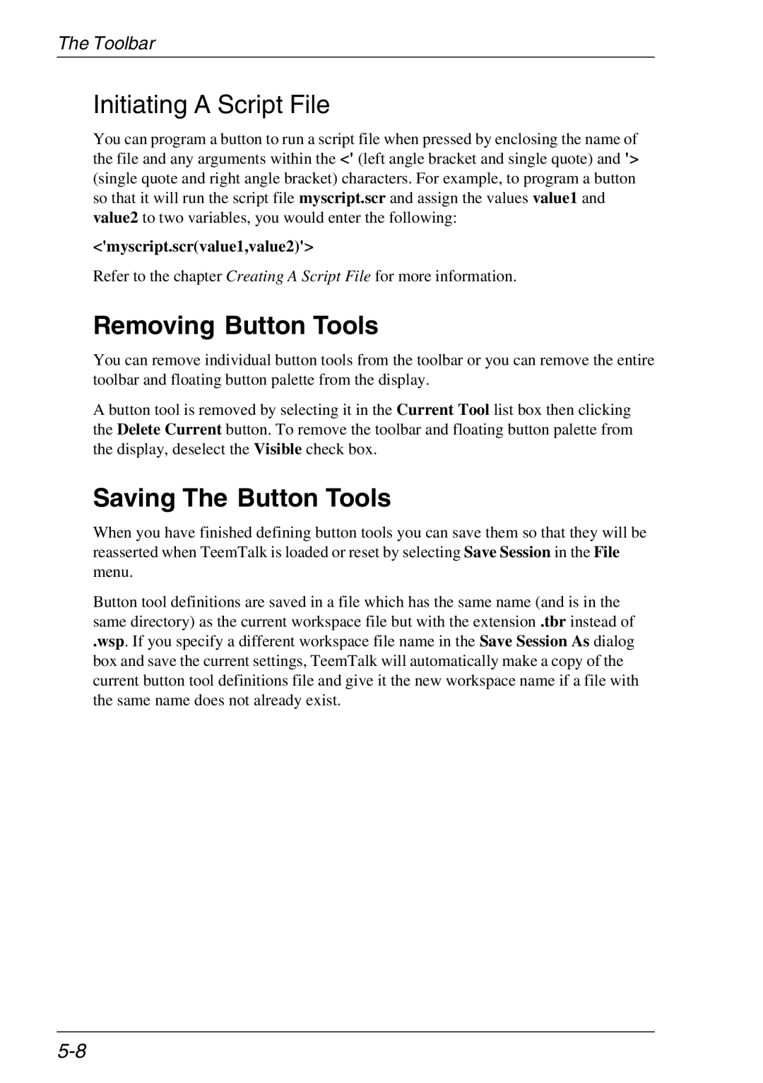 Xerox 05W, 07W & -11W manual Initiating a Script File, Removing Button Tools, Saving The Button Tools 