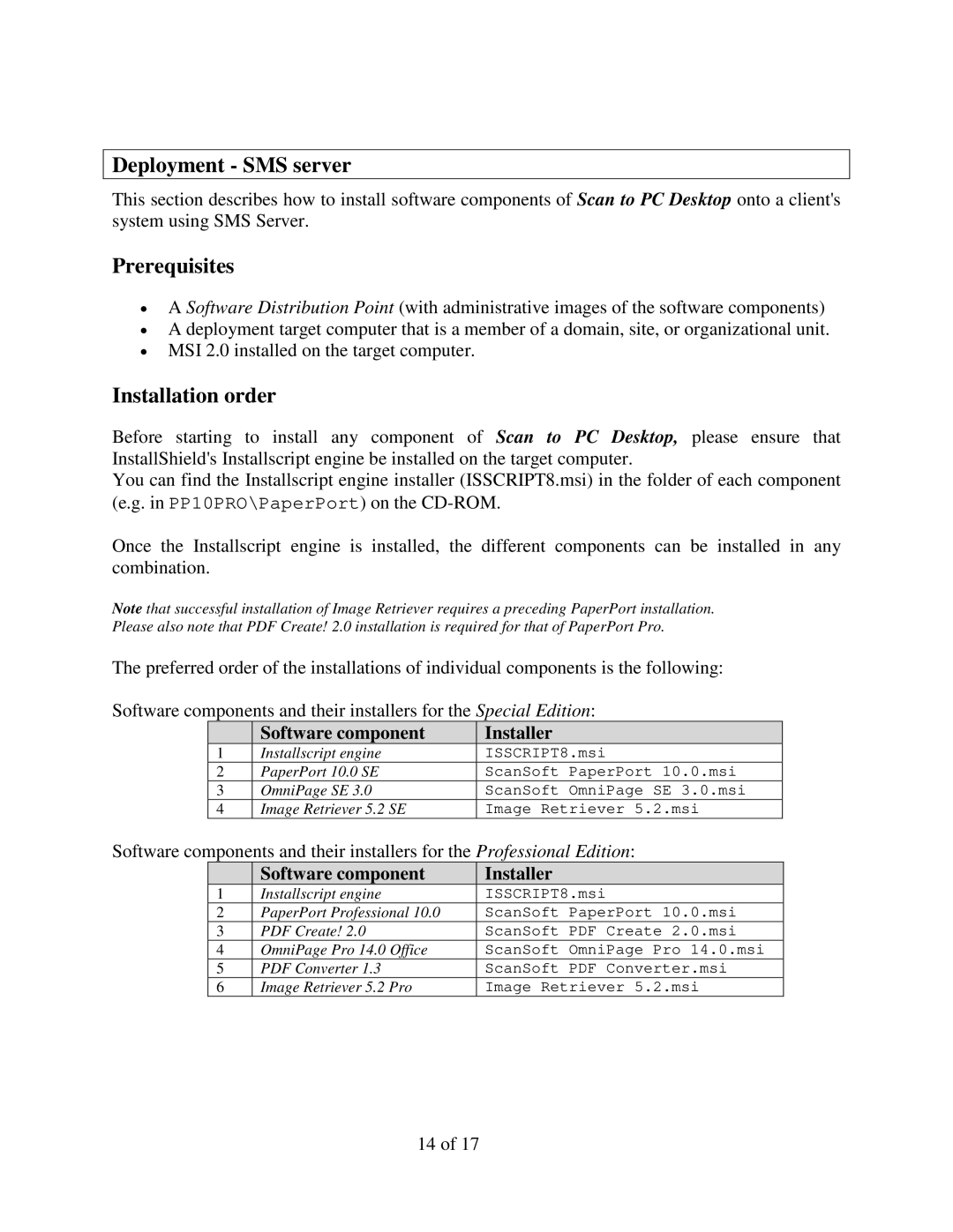 Xerox 098S04703 manual Deployment SMS server, Prerequisites 