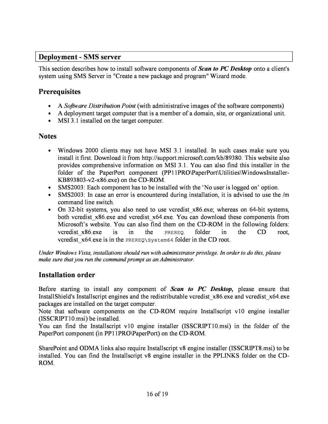 Xerox 10 manual Deployment - SMS server, Prerequisites, Installation order 