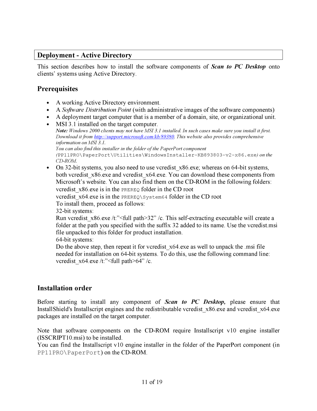 Xerox 10 manual Deployment Active Directory, Prerequisites, Installation order 