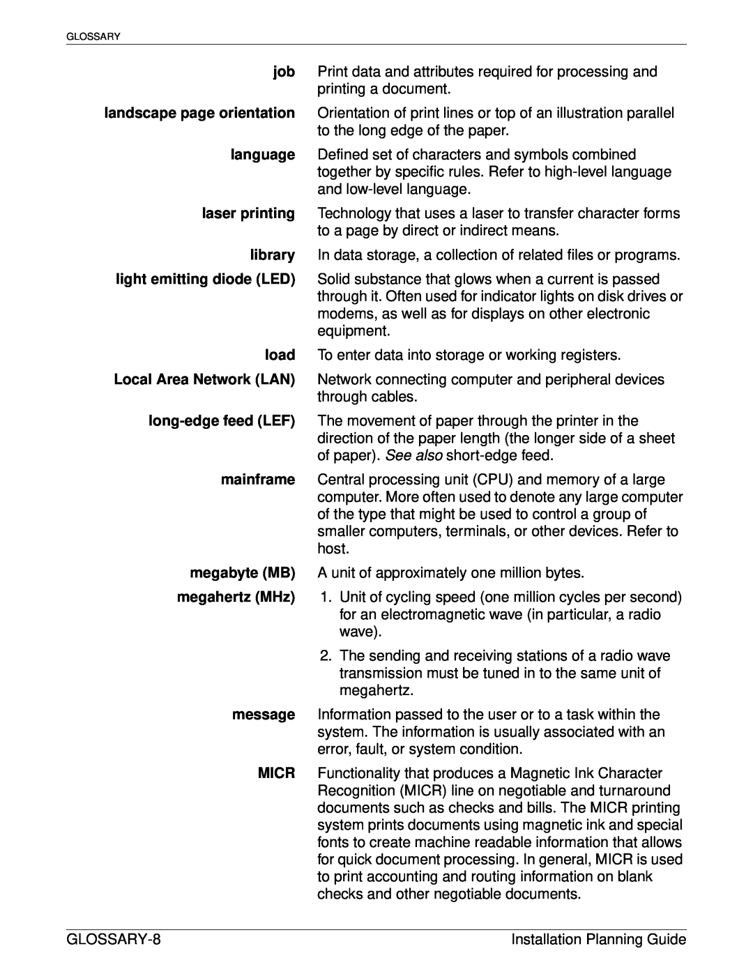 Xerox 100, 155, 135, 115 manual job landscape page orientation language laser printing 